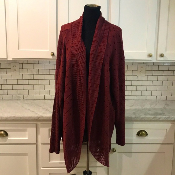 Bloomchic Open Front Cardigan Sweater Adult Womens Size 30 Burgundy - Picture 1 of 10